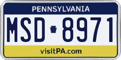 PA license plate MSD8971