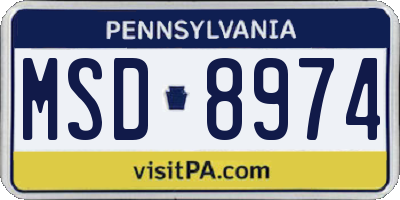 PA license plate MSD8974