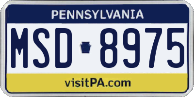 PA license plate MSD8975