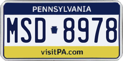 PA license plate MSD8978
