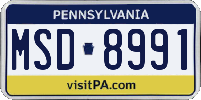 PA license plate MSD8991