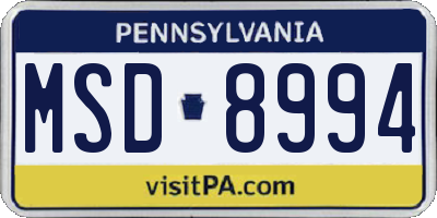 PA license plate MSD8994