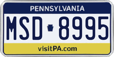 PA license plate MSD8995