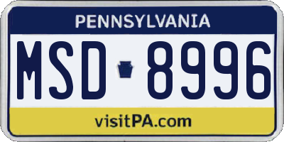 PA license plate MSD8996