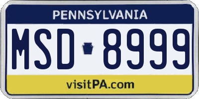 PA license plate MSD8999