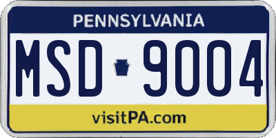 PA license plate MSD9004