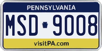 PA license plate MSD9008