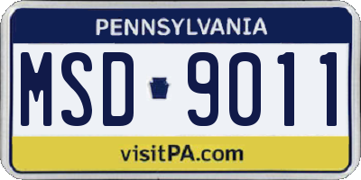 PA license plate MSD9011
