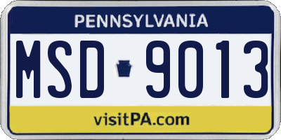 PA license plate MSD9013