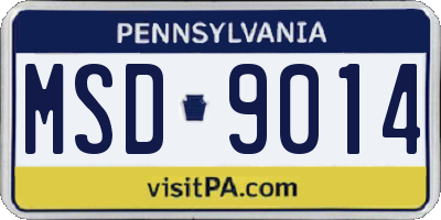 PA license plate MSD9014