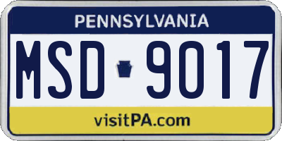 PA license plate MSD9017