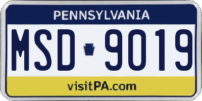 PA license plate MSD9019
