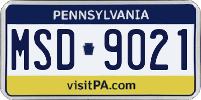 PA license plate MSD9021