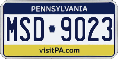 PA license plate MSD9023