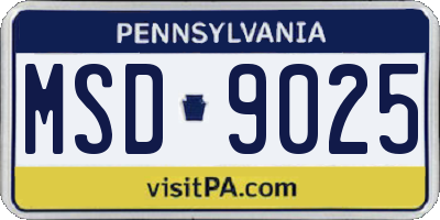PA license plate MSD9025