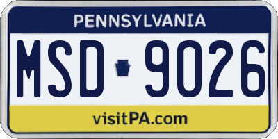 PA license plate MSD9026