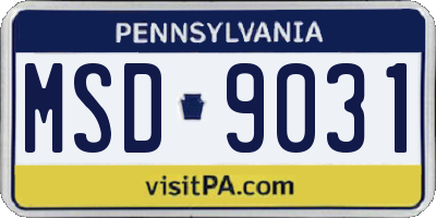 PA license plate MSD9031
