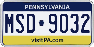 PA license plate MSD9032