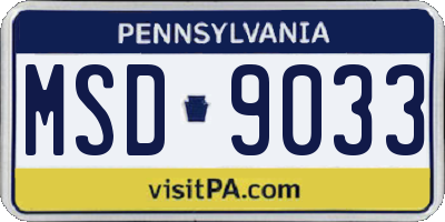 PA license plate MSD9033