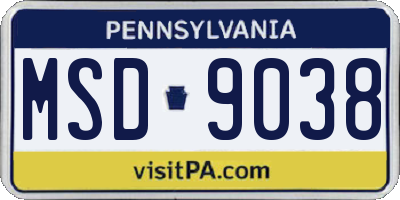 PA license plate MSD9038