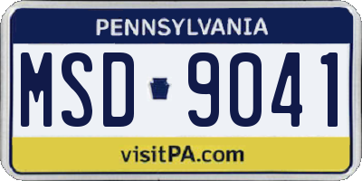 PA license plate MSD9041