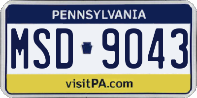 PA license plate MSD9043