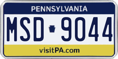 PA license plate MSD9044