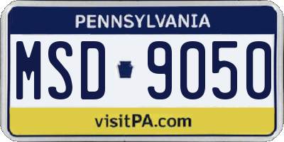 PA license plate MSD9050