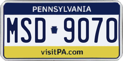 PA license plate MSD9070