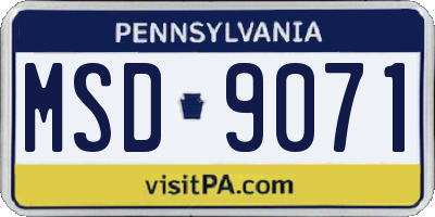 PA license plate MSD9071