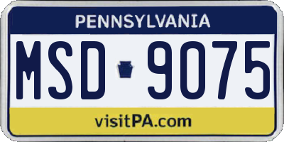 PA license plate MSD9075