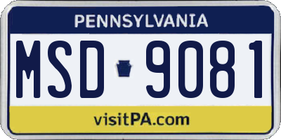 PA license plate MSD9081