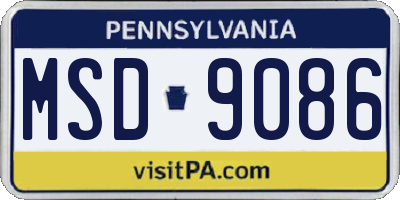 PA license plate MSD9086