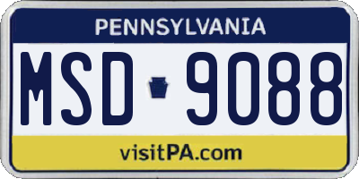 PA license plate MSD9088