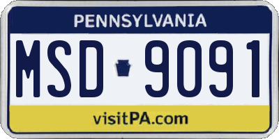 PA license plate MSD9091