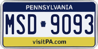 PA license plate MSD9093