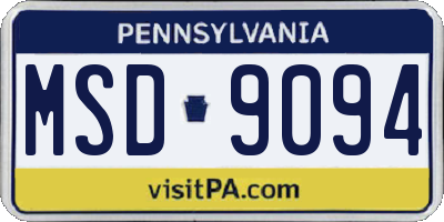 PA license plate MSD9094