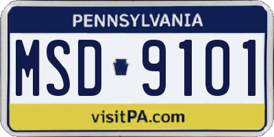 PA license plate MSD9101