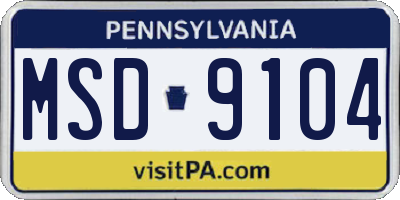 PA license plate MSD9104