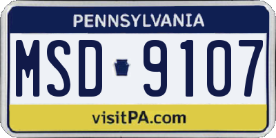 PA license plate MSD9107