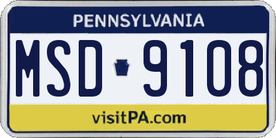 PA license plate MSD9108
