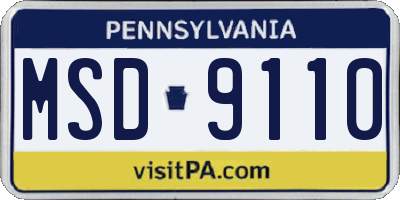 PA license plate MSD9110