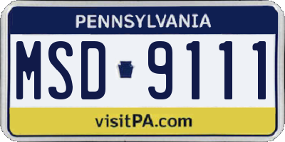PA license plate MSD9111