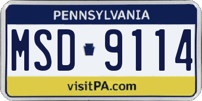 PA license plate MSD9114