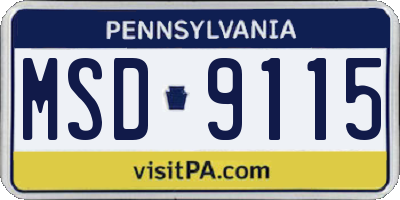 PA license plate MSD9115