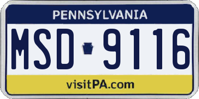 PA license plate MSD9116