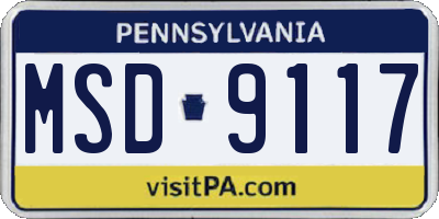 PA license plate MSD9117