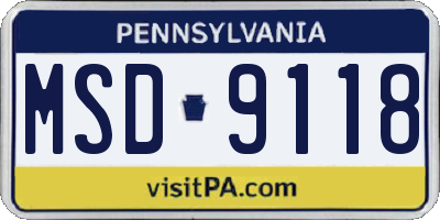 PA license plate MSD9118
