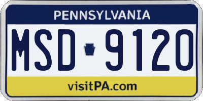 PA license plate MSD9120