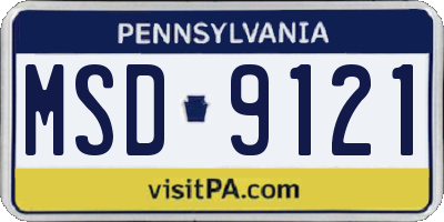 PA license plate MSD9121